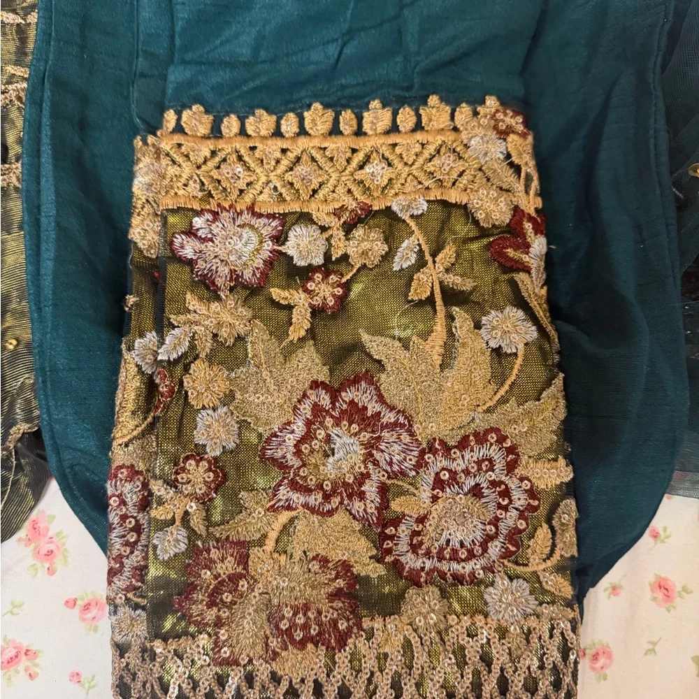 Chic Long Sleeve Beige and Gold Dress Pakistani (small size ) - Picture 4 of 7